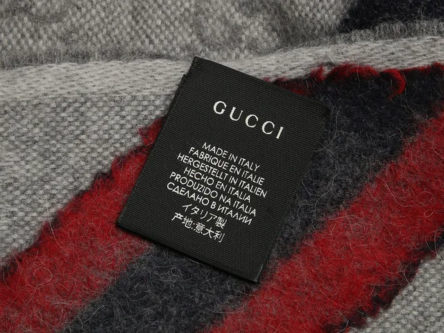 Gucci Gray GG Web Scarf in Grey Wool from Ann's Fabulous Finds, photo 2 of 4