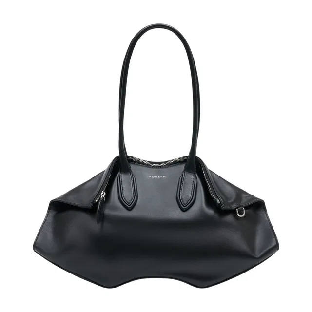 Alexander McQueen Manta Shoulder Bag — Black Calfskin in Black Calfskin from HEWI