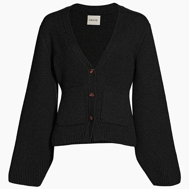 Khaite Sz S Scarlett Cashmere Black Three Front Button Fitted Cardigan in black Cashmere from Poshmark