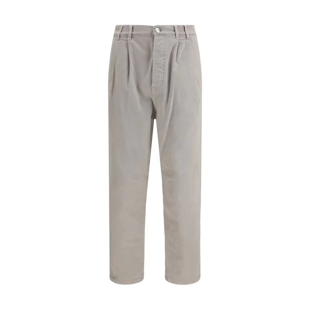 Brunello Cucinelli Beige Cotton Casual Pants in Beige Suede from HEWI