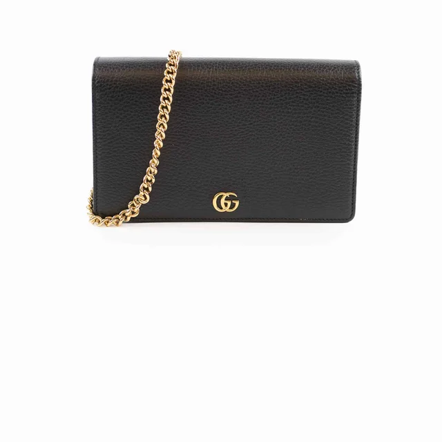 Gucci GG Marmont Wallet on Chain Black in Black Leather from The Purse Affair