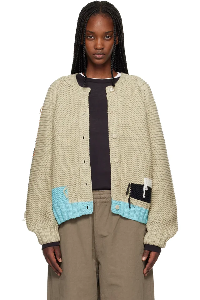 YMC Beige Atomic Cardigan, image 1 of 1 from SSENSE