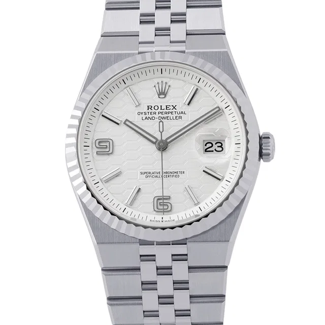Rolex Land Dweller W40mm Stainless Steel K18WG White honeycomb motif Dial127334 in White from GALLERY RARE