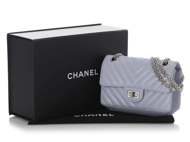 Chanel Mini Lilac Chevron-Quilted Aged Calfskin Reissue in Purple Calfskin from Ann's Fabulous Finds, photo 2 of 10
