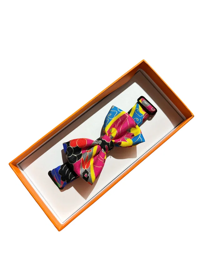 Hermès Black+Multi Silk Bow Tie in Black Silk from Luxury Promise