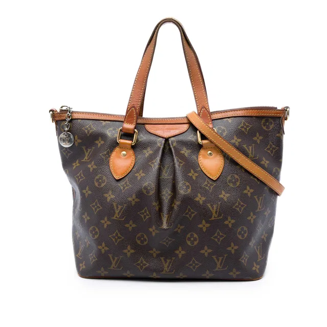 Brown Louis Vuitton Monogram Palermo PM Satchel in Brown Coated canvas from Designer Revival