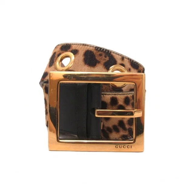 Gucci Wide Belt Calf Hair Leopard Square Buckle from The Reluxe