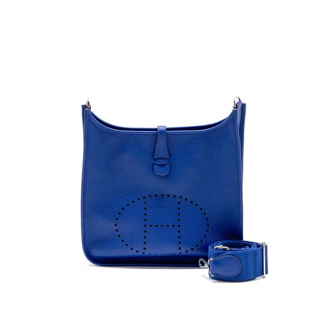 Hermès evelyne 29 clemence bleu electrique SHW stamp A in Blue Clemence leather from EMIER