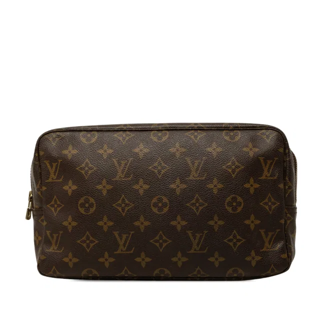 Brown Louis Vuitton Monogram Trousse Toilette 28 Clutch Bag in Brown Coated canvas from Designer Revival