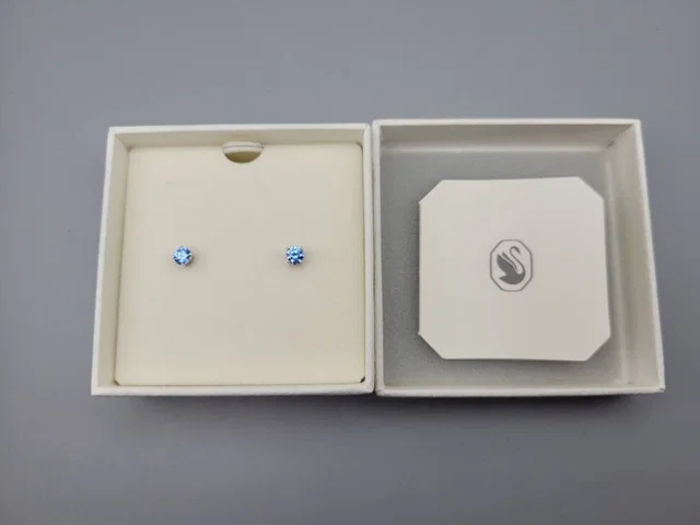 Swarovski Tone Stud Earrings Blue Crystals in Silver from Oxfam Online Shop