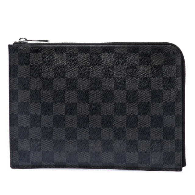 Black Louis Vuitton Damier Graphite Pochette Jour PM Clutch Bag in Black Canvas from Designer Revival, photo 1 of 1