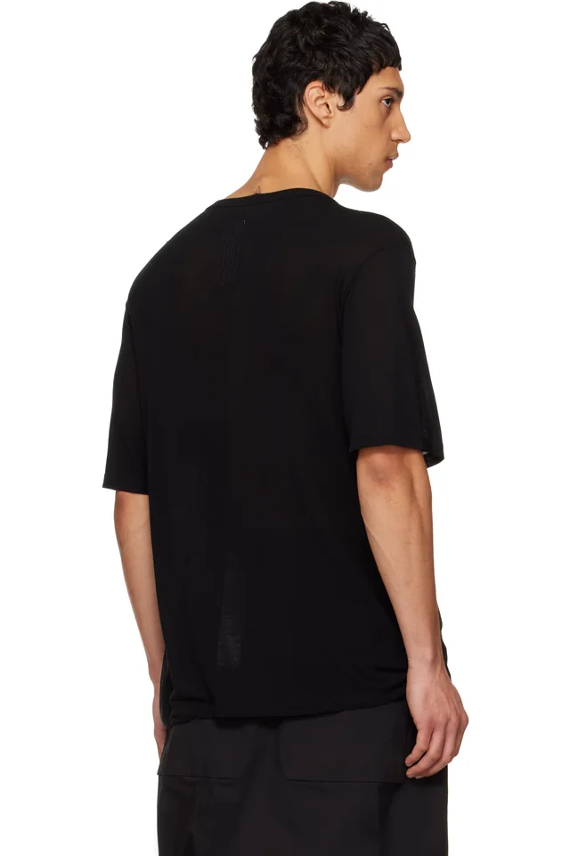 Rick Owens Black Temple Brad Silk T-shirt, photo 3 of 4 from SSENSE