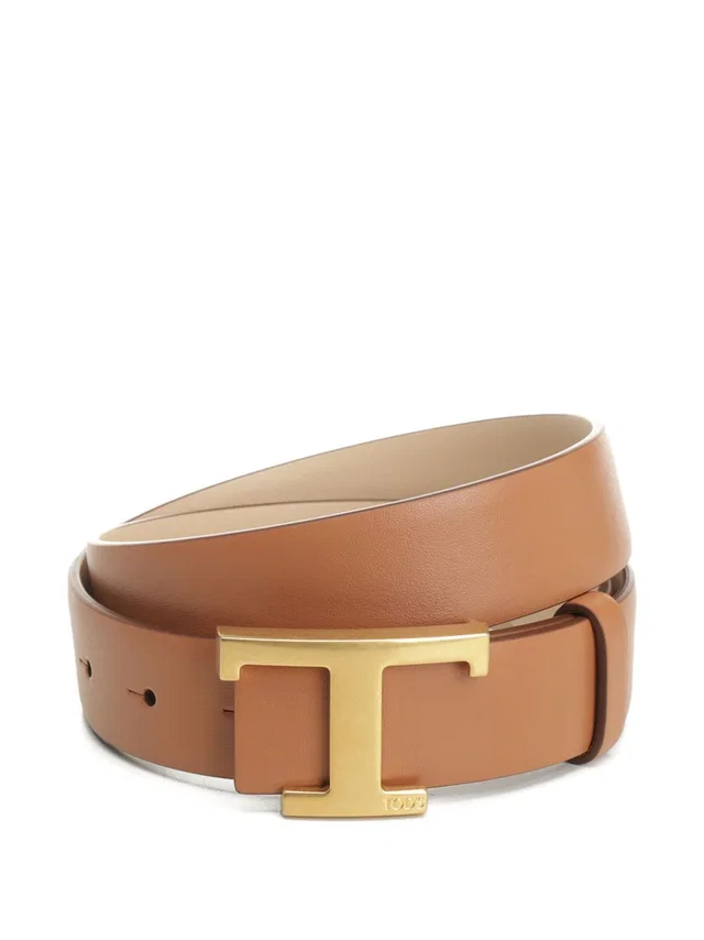 Tod's Logo-Buckle Reversible Calf Leather Belt — Brown in Brown Calfskin from HEWI