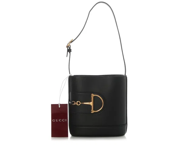 Gucci Small Black Horsebit 73 Bucket Bag in Black Leather from Ann's Fabulous Finds