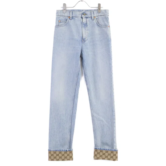 Gucci Light Blue GG Turnup Washed Denim Pants 28 in Blue Denim from The Reluxe
