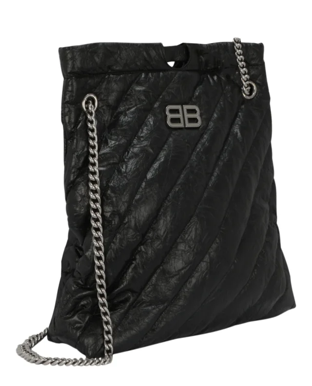 Balenciaga Crush Quilted Medium Tote in black, photo 2 of 6 from ShopSimon