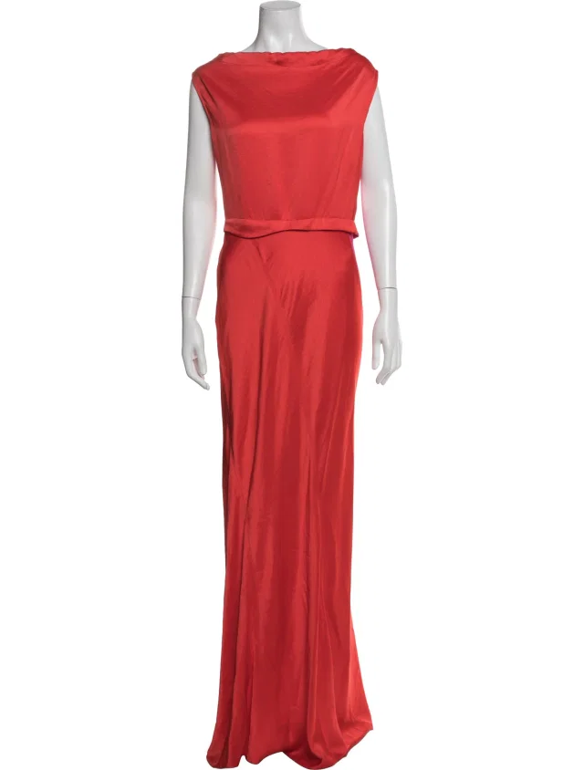 Lanvin Bateau Neckline Long Dress in red from The RealReal