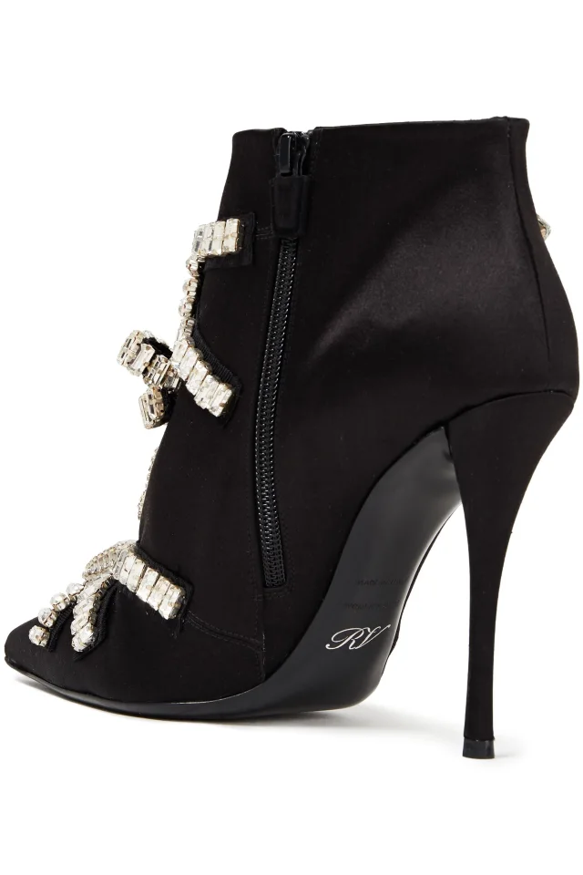 Roger Vivier Sin Evening 100 Crystal-Embellished Satin Ankle Boots in Black, photo 4 of 5 from THE OUTNET