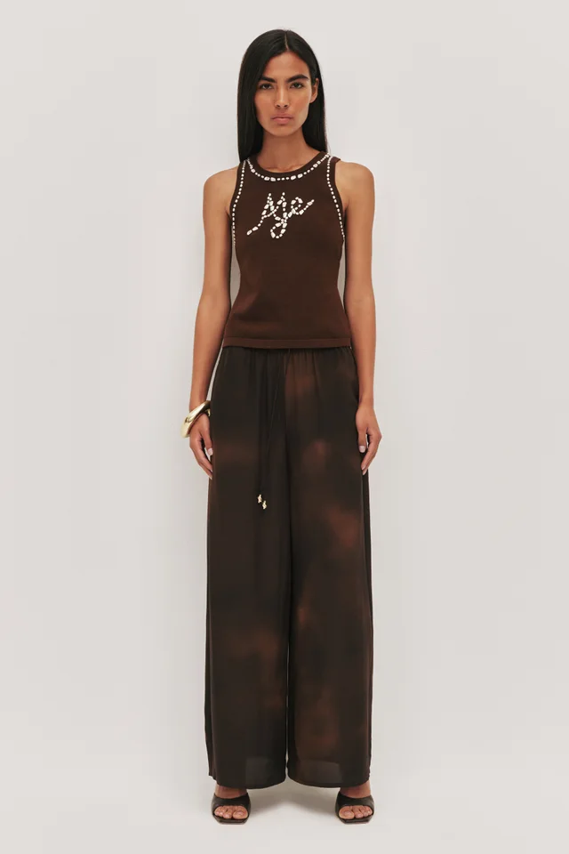 AJE Glaze Silk Pant in Brown from Aje, photo 1 of 1