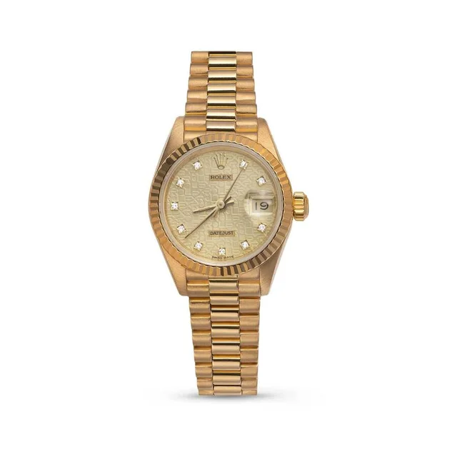 Rolex Datejust Automatic Chronometer Diamond Champagne Dial Ladies Watch 69178 CDP in yellow|gold|white|neutral from Jomashop.com