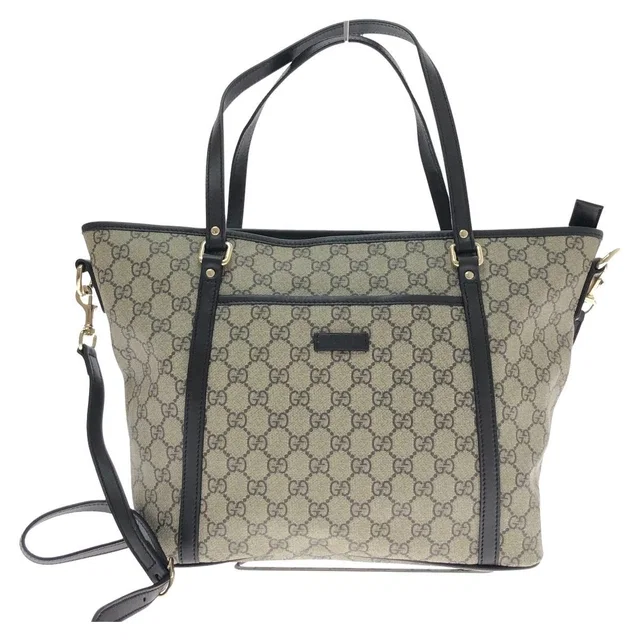 Gucci 2-Way Tote Bag GG Supreme Leather Dark Brown in Brown Leather from The Reluxe