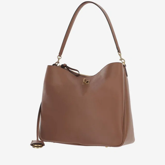 Balenciaga Twist-Lock Leather Shoulder Bag — Brown in Brown Leather from HEWI