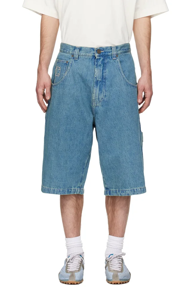 VETEMENTS Blue Biker Cross Hip-Hop Denim Shorts, image 1 of 1 from SSENSE