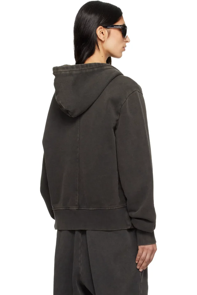Entire Studios Black Slim Zip Up Hoodie, photo 3 of 4 from SSENSE