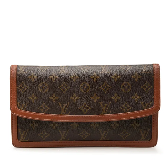 Brown Louis Vuitton Monogram Pochette Dame GM Clutch Bag in Brown Coated canvas from Designer Revival