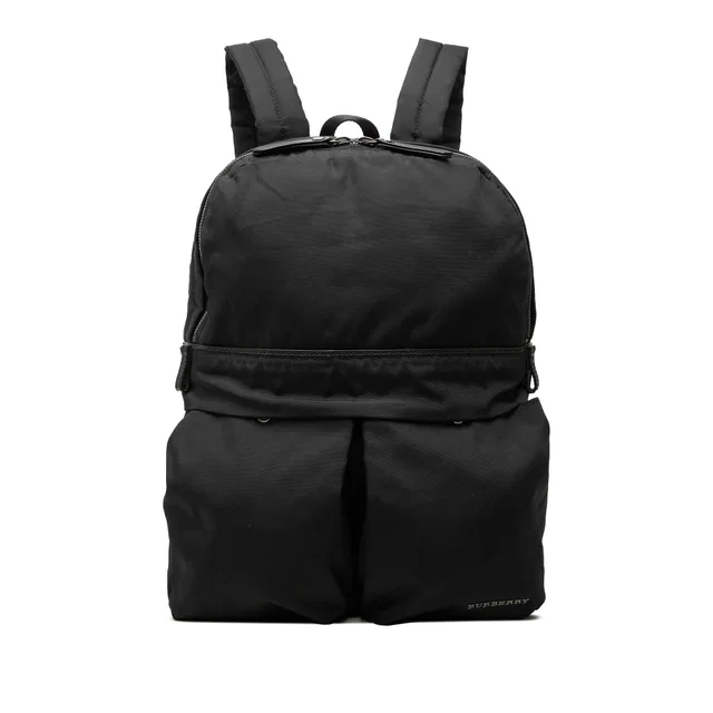 Black Burberry Leather Trimmed Nylon Backpack in Black Nylon from Designer Revival