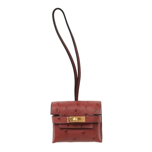Hermès Kelly Festival Bag Charm Rouge H Ostrich Gold Hardware in Burgundy Ostrich from Madison Avenue Couture