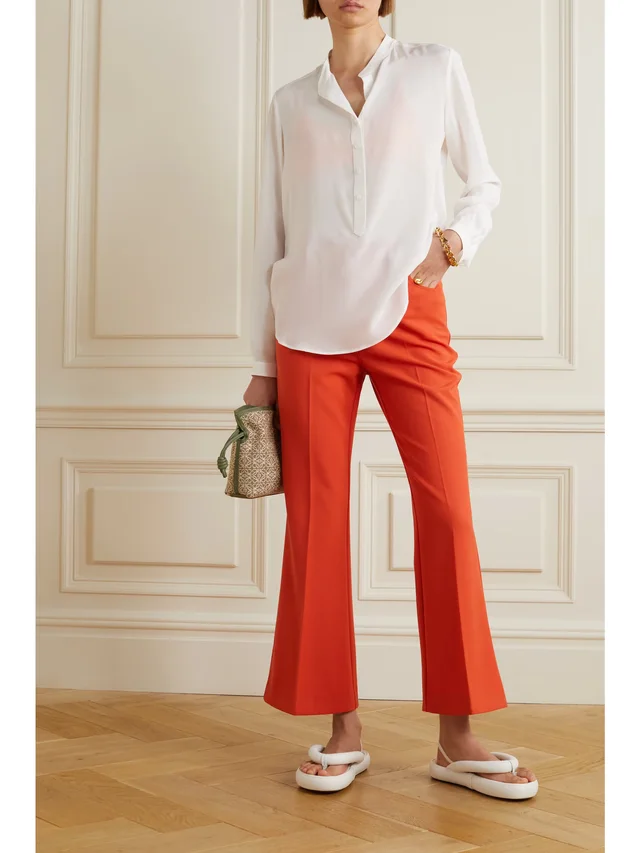 STELLA MCCARTNEY Cropped twill flared pants in Orange, photo 2 of 2 from NET-A-PORTER (Canada)