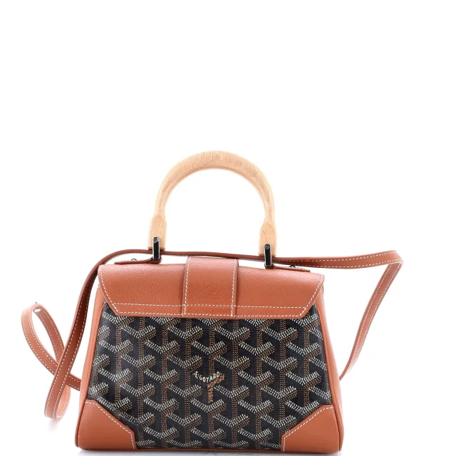 Goyard Saigon Top Handle Bag Coated Canvas with Leather Mini in brown|red Coated canvas from Rebag, photo 3 of 6