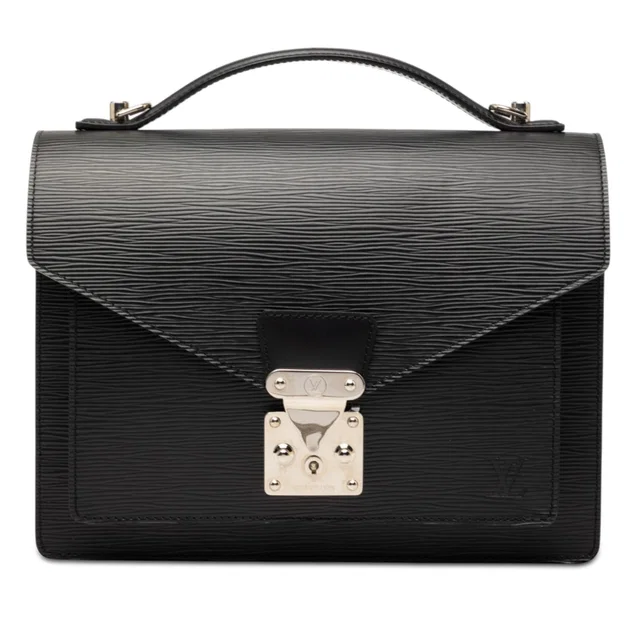 Black Louis Vuitton Epi Monceau 28 Satchel in Black Leather from Designer Revival
