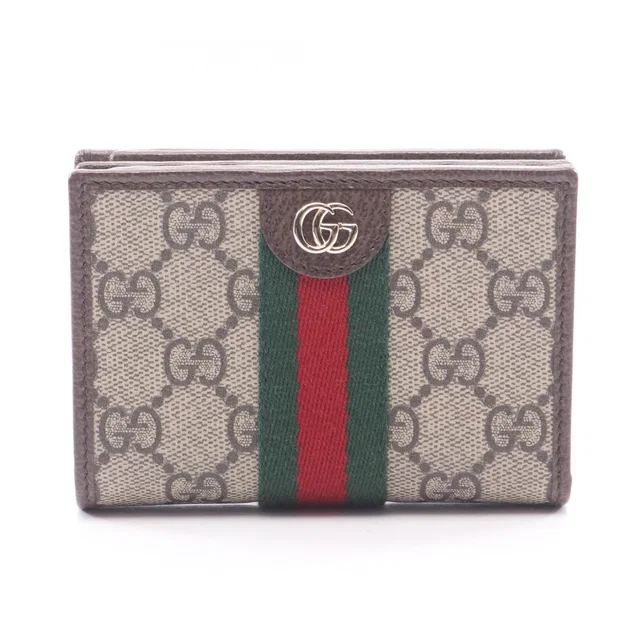 Gucci Bifold Wallet Ophidia Small GG Supreme Beige Brown Leather in Brown Leather from The Reluxe