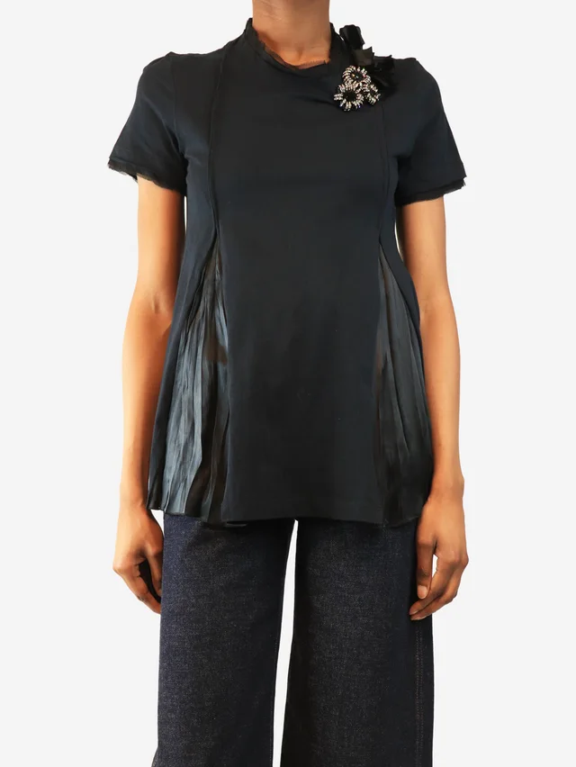 Prada Deep navy embellished blouse - size S in Navy from Sign of the Times