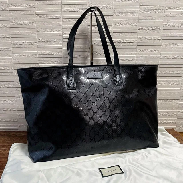 Gucci GG Supreme Hand Tote Bag Leather Black in Black Leather from The Reluxe