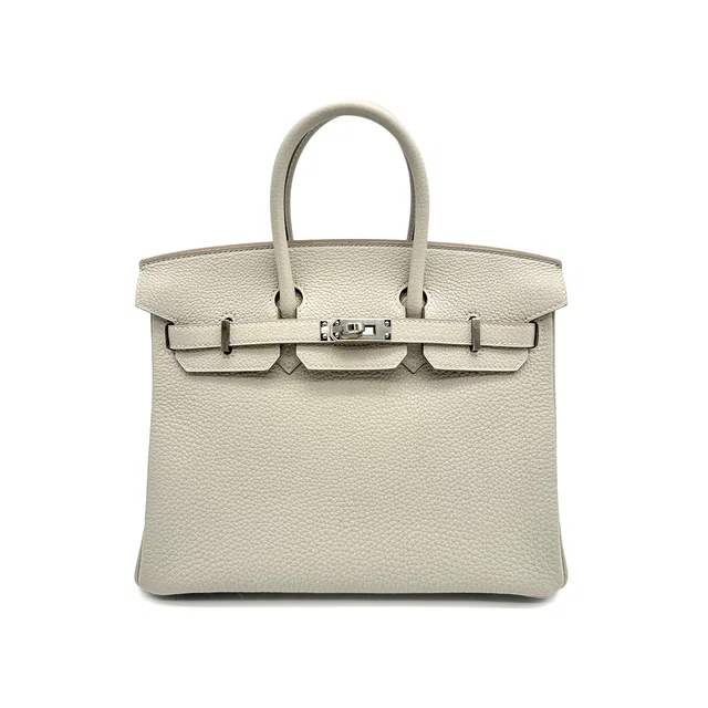 Hermès Birkin 25 Verso Gris Perle Nata Togo Hand Bag 2022 U Stamp Palladium Hardware in Grey Togo leather from Luxury Promise