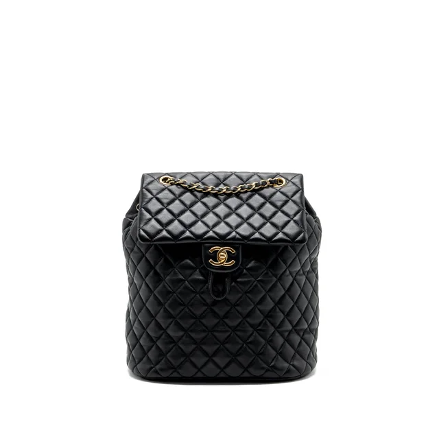 Chanel quilted flap backpack lambskin black GHW in Black Lambskin from EMIER