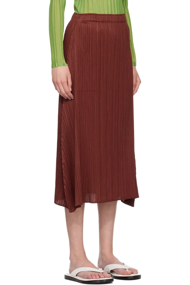 PLEATS PLEASE ISSEY MIYAKE Burgundy Monthly Colors October Maxi Skirt, photo 2 of 4 from SSENSE