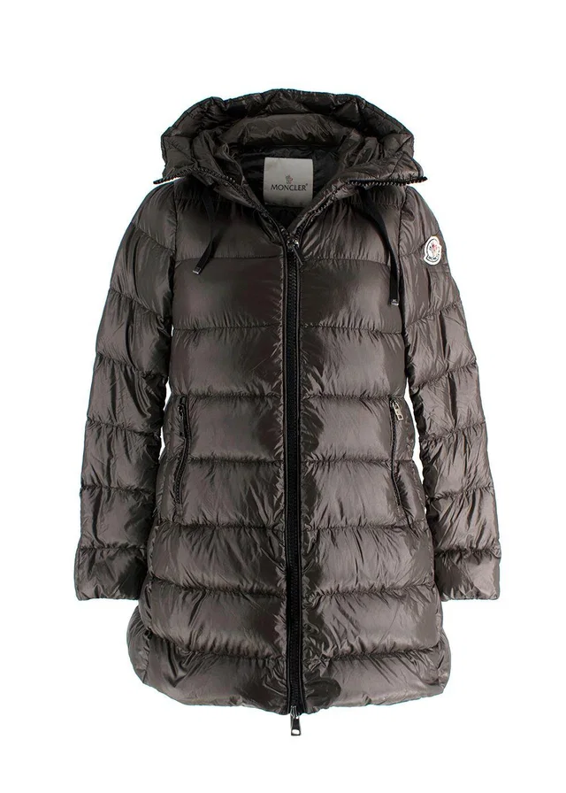 Moncler Brown 'Doudoune Legere' Long Line Hooded Coat in Brown from HEWI