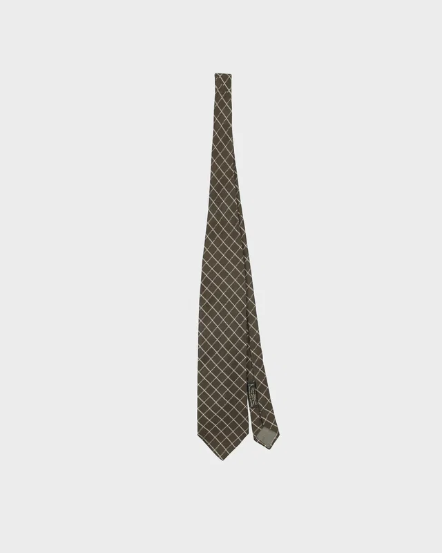 Vintage 1990s Giorgio Armani Rib Check Silk Tie in Silk from Rokit Vintage