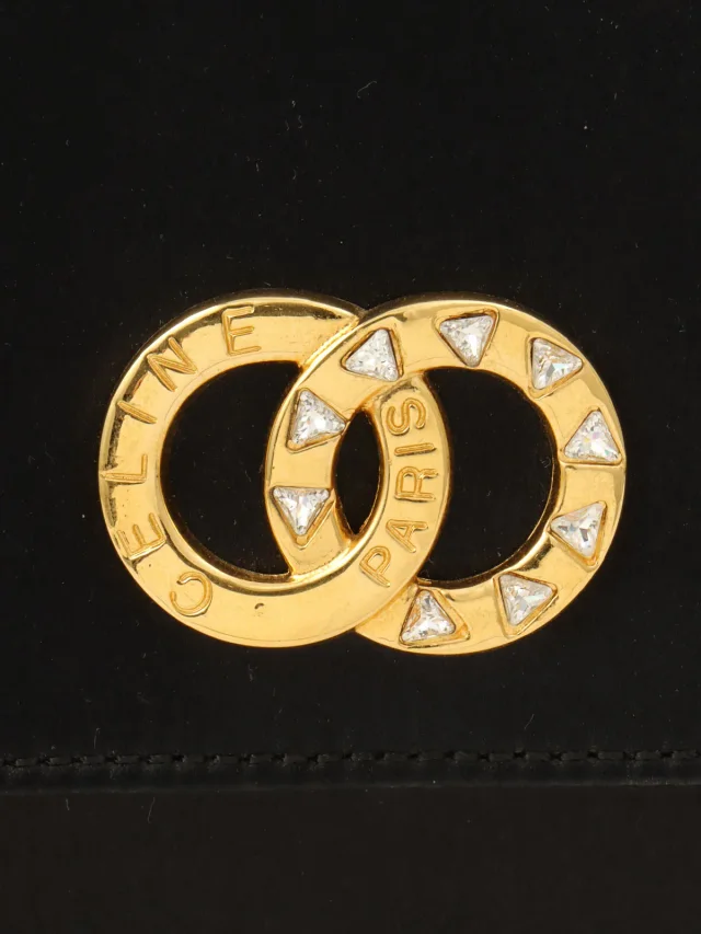 Celine Rhinestone double-circle logo mini shoulder bag Black from VINTAGE QOO TOKYO, photo 7 of 14
