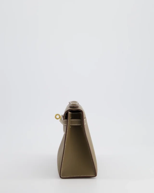 Hermès Kelly Pochette Bag in Taupe Swift leather from Sellier, photo 8 of 19