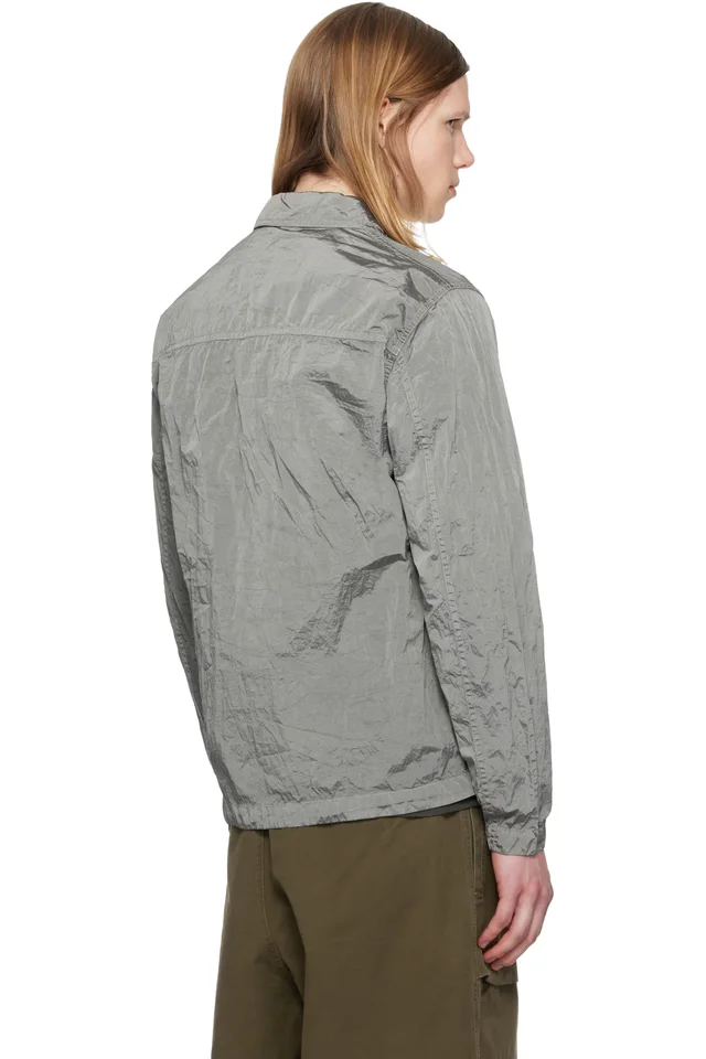 Stone Island Gray 1200038 Nylon Metal ECONYL Overshirt, photo 3 of 3 from SSENSE