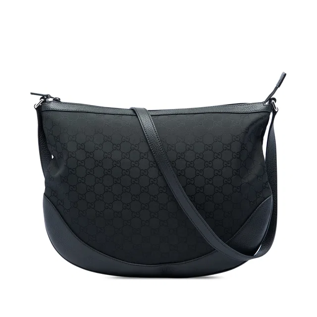 Black Gucci GG Nylon Crossbody in Black Nylon from Designer Revival