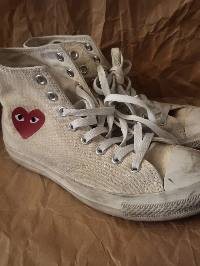 Comme des Garçons Comme Des Garons Play X Converse High Tops in white|red Canvas from Poshmark