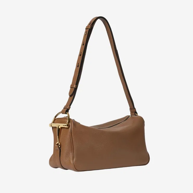 Gucci Half Horsebit Leather Shoulder Bag — Brown in Brown Leather from HEWI