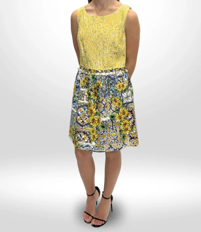 Dolce & Gabbana Crystal Mini Dress (Size 44) in Yellow from Revivre