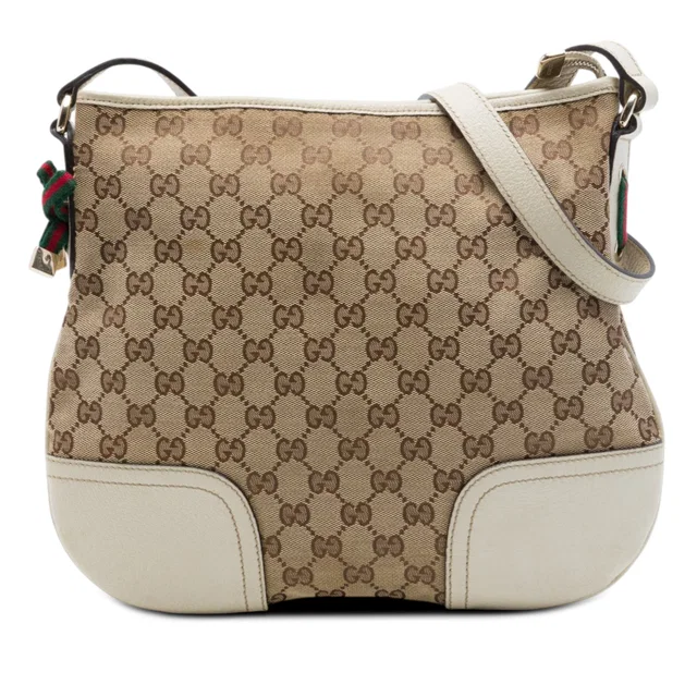 Beige Gucci GG Canvas Web Princy Crossbody in Beige Canvas from Designer Revival